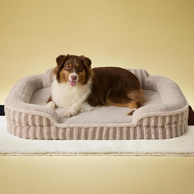 LE SURE Cute Cozy High Back Orthopedic Dog Beds Large Sized Dog,35" Hazel | Waterproof Pet Bed with Sides, Aesthetic Comfy Egg-Crate Foam Pet Couch Sofa, Removable Washable Cover, Non-Slip Bottom