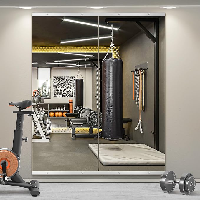 Home Gym Mirror for Wall, 60x25x2PCS Frameless Full Length Mirror, Silver | HD Shatterproof Glass, Easy Wall Mount, Large Body Mirrors for Home Gym, Workout, Bedroom, Garage
