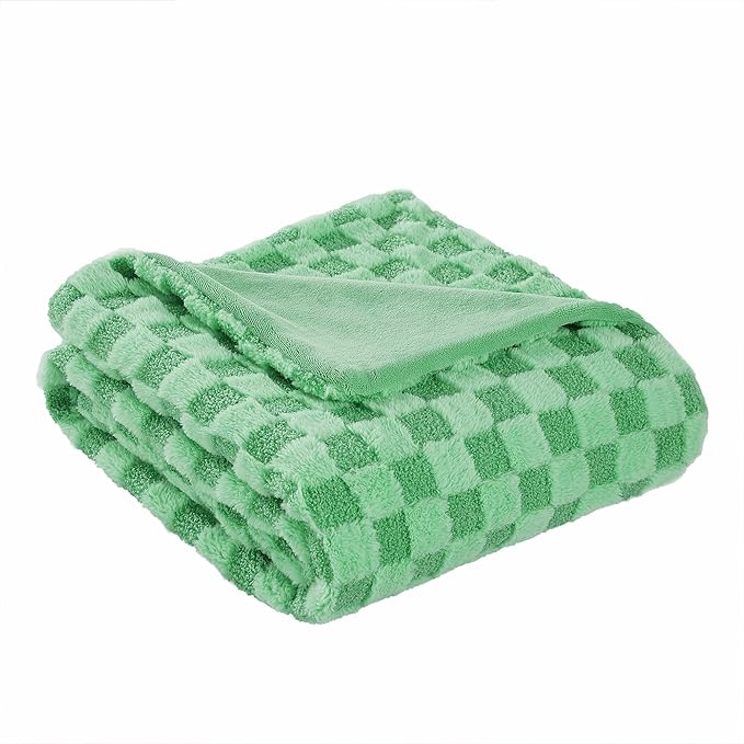 Luxury 3D Checkered Throw Blanket Reversible Thick Warm Blankets for Couch | Soft Velvet Flannel Fuzzy Plush Gift for Women