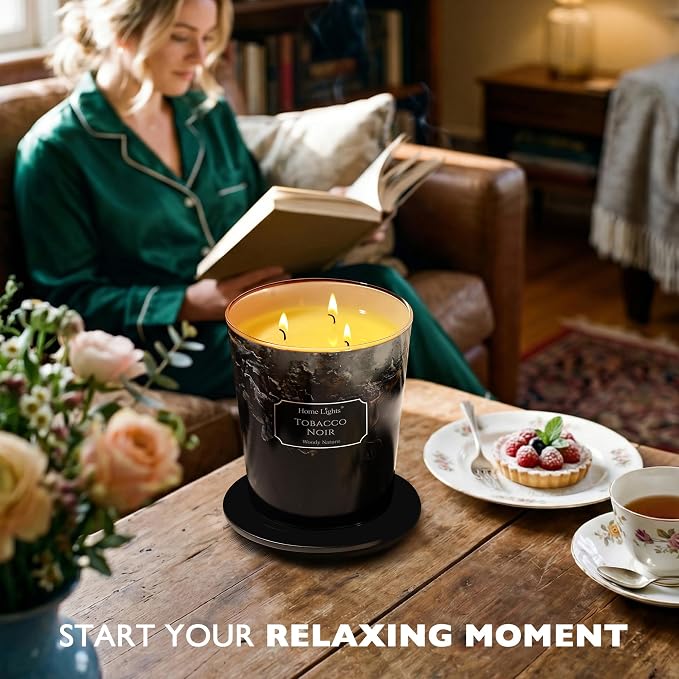 HomeLights Scented Candles for Women & Men, 18oz Candle Jars Aromatherapy 4-Wick Candle, Ideal for Industrial Chic Home Decor and Gifts, Tobacco Noir Fragrance