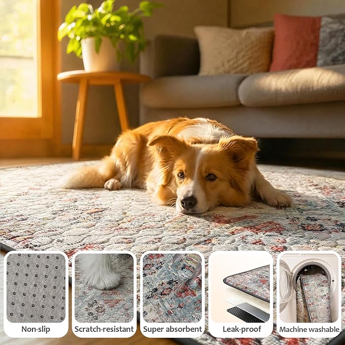 Washable Pee Pads for Dogs, Reusable Puppy Potty Training Pads, Ultra-Absorbent Thick Waterproof Leak-Proof Non-Slip Pads & Mat for Crate, Playpen, Floor, Whelping & Housebreaking , 2 Pack 36"x48"