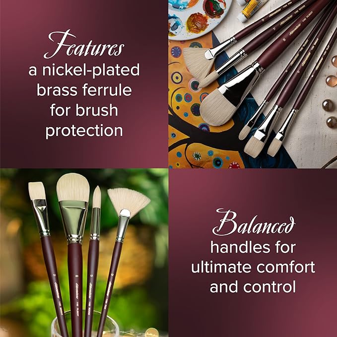Silver Brush Limited 1104-8 Silverstone Fan Paintbrush for Oil Painting, Size 8, Long Handle