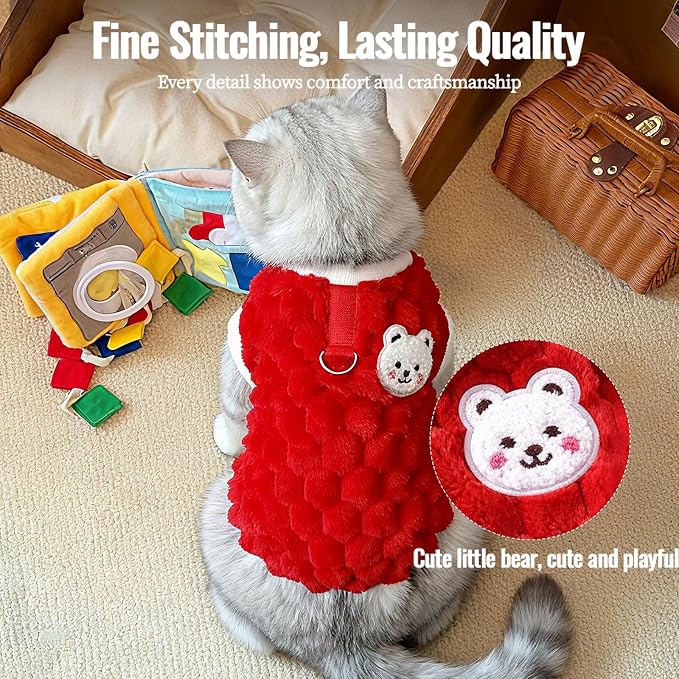 Dog Sweater for Small Dogs Puppy Cats Winter Warm Soft Pet Clothes Pullover Cute Extra Small Dog Apparel, Cat Sweaters for Cats Only Fit Chihuahua Yorkie(Red, XL)