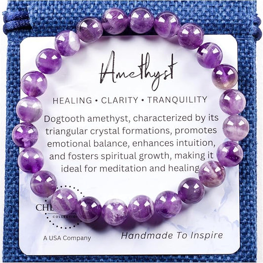 Cherry Tree Collection – Handmade Crystal Bracelets with Black Obsidian, Tiger’s Eye and 6 Other Gemstones for Men & Women – 8mm Beaded Bracelet for Healing, Protection & Positive Energy–Sizes S/M/L