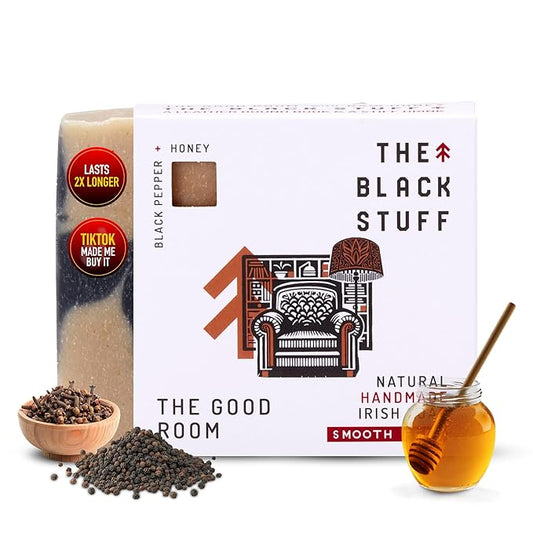 The Black Stuff All Natural Bar Soap for Men Handmade Cold Process Soaps with Organic Ingredients and Essential Oils - Mens Soap for Daily Use, The Good Room Body Soap