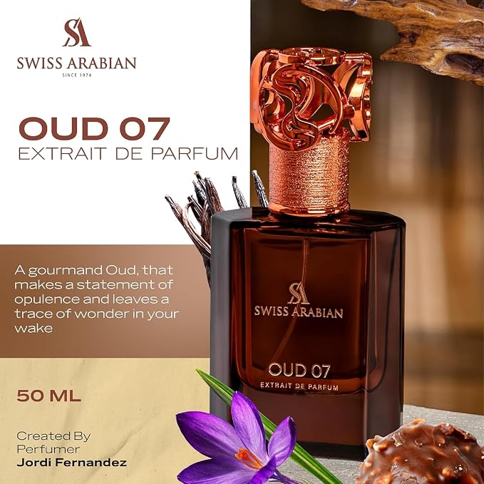 Swiss Arabian Oud 07 - Luxury Products From Dubai - Long Lasting, Addictive Personal EDP Spray Fragrance - Seductive Signature Aroma - 1.7 Oz