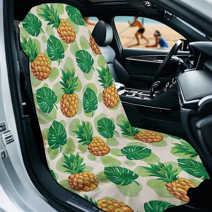 INSTANTARTS Pineapple Palm Leaf Car Seat Covers Car Seat Towel Covers Yoga Towel Car Seat Cover