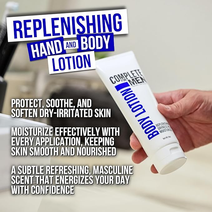 Body Lotion for Men, for Dry Skin: Non-Greasy Hand & Body Moisturizer with Shea Butter, Aloe Vera, 24 Hour Hydration, Mens Lotion for Dry Skin