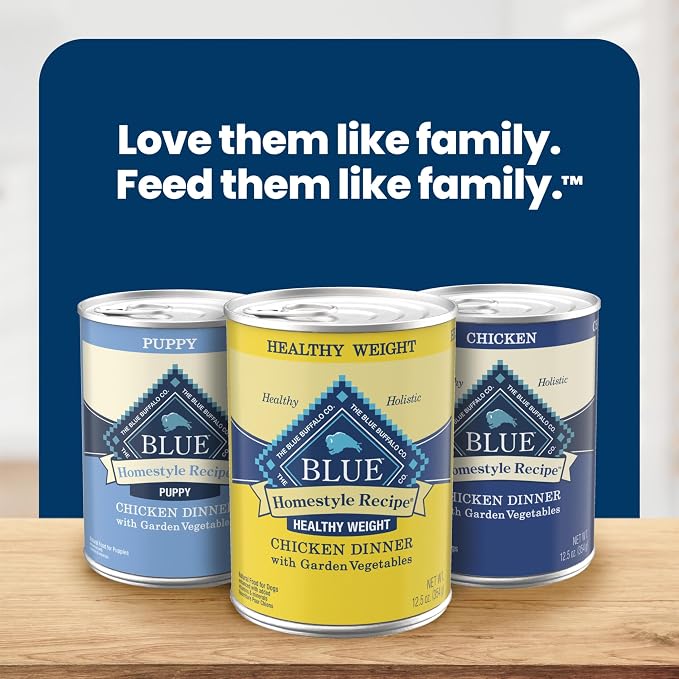 Blue Buffalo Homestyle Recipe Chicken Adult Wet Dog Food, 12.5 oz, 3 ct | Healthy Weight Formula, Chicken Dinner with Garden Vegetables, No Chicken By-Product, Corn, Wheat, or Soy