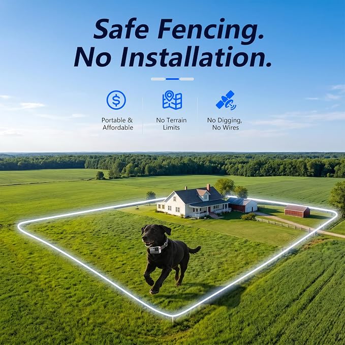 Joviren 4G Wireless Dog Fence & GPS Dog Collar with HD Camera,App-Controlled Boundaries Live Screen and Real-Time Tracking,Rechargeable Long Battery and IP66 Waterproof