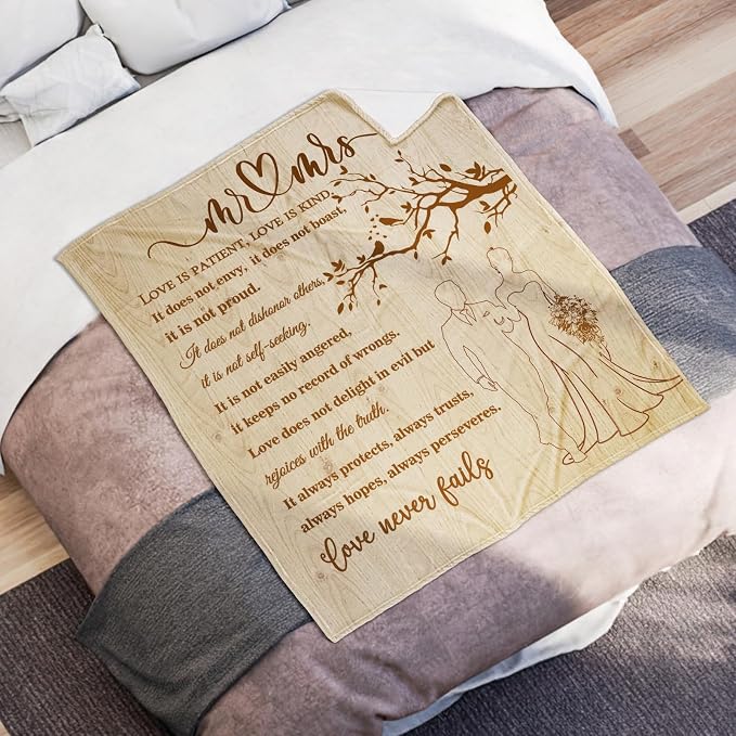 Wedding Gifts for Couples, Bridal Shower Gifts for Bride to Be Soft Blanket | Anniversary Mr and Mrs Gifts, Wedding Gifts for Newlyweds Wedding Throw Blanket 60*50 Inch (Wood)