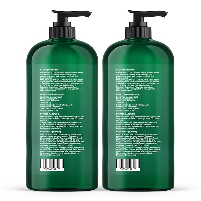 Botanic Hearth Tea Tree Body Wash (Pack of 2) for Men and Women - Moisturizing Body Wash Helps Soothe the Skin - Refreshing and Hydrating Cleanser, Sulfate Free, Paraben Free - 16.9 Fl Oz each