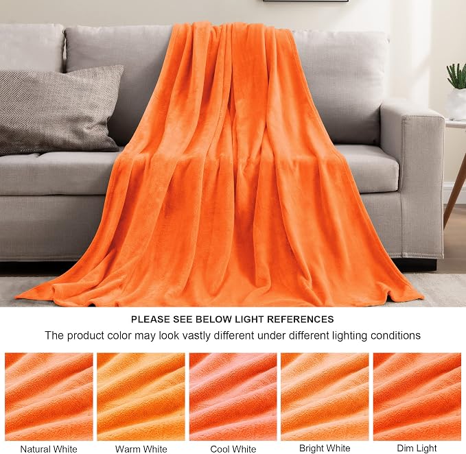 BEDELITE Orange Throw Blanket for Couch & Bed, Luxury Plush Cozy Fleece Blanket 50" x 60", Soft Lightweight Fall Throw Blanket for Home Furnishing | Ultra Soft Fleece, Plush Microfiber, Lightweight Warmth, Fall Decor, Fade Resistant, Machine Washable, ...