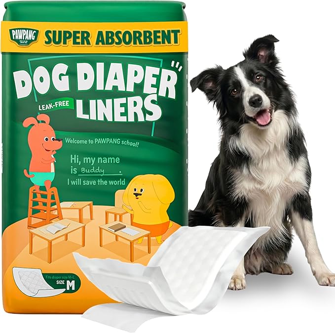 Dog Diaper Liners, Booster Pads for Male & Female Dogs, 100ct, M | Helps Reduce Laundry
