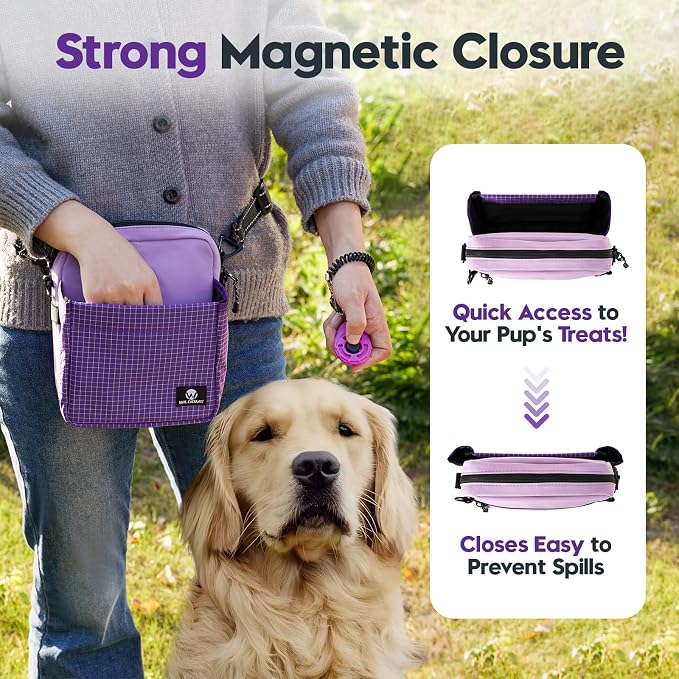 Dog Treat Pouch for Training, Magnetic Dog Walking Bag and Fanny Pack
