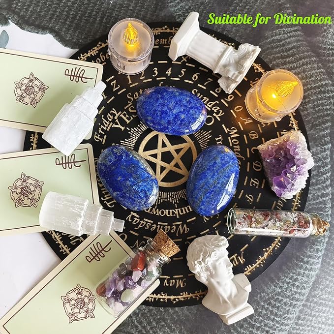 ZHIYUXI 2.4" Lapis Lazuli Crystals Gemstones and Crystals and Stones Blue Lapis Lazuli Stone Blue Crystal Energy Balancing Therapy Polished Stones Palm Stone Mediation Gifts 1PC