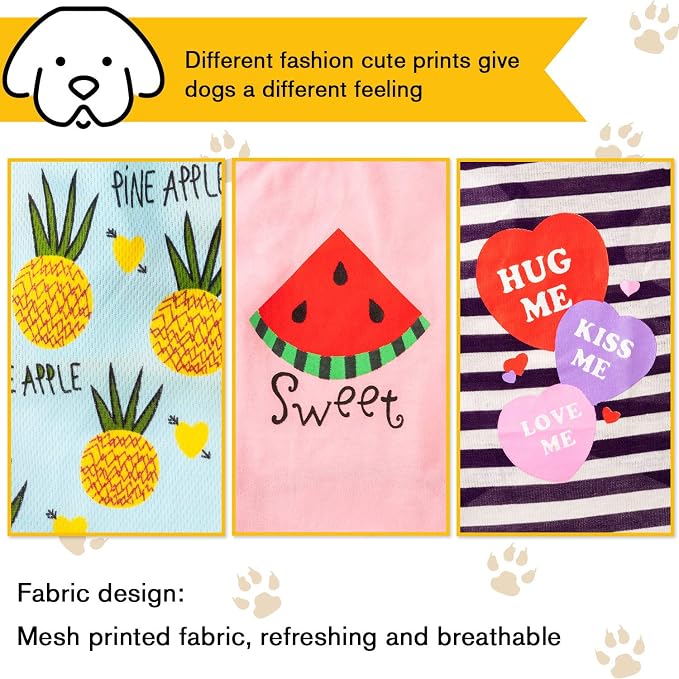 SATINIOR 6 Pcs Dog Clothes Printed Doggie Shirts Puppy T-Shirts Cute Pet Cotton Clothes Doggie Shirt for Small Medium Dog Apparel Summer Christmas(S)