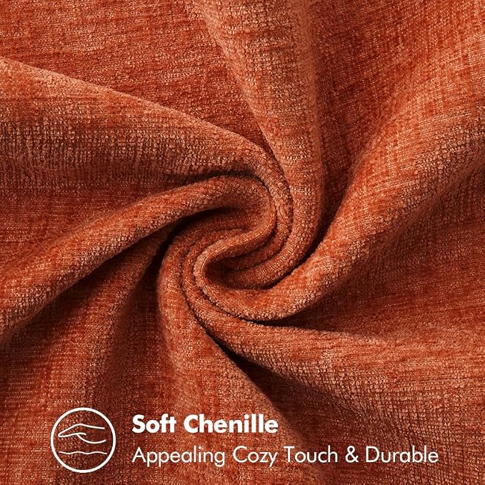 MIULEE Fall Decorative Couch Throw Pillow Covers 16x16 Inch Rust 2 Pack | Terracotta Farmhouse Pillow Covers with Stitched Edge, Soft Chenille Cushion Cases, Sofa Bed Living Room Home Decor