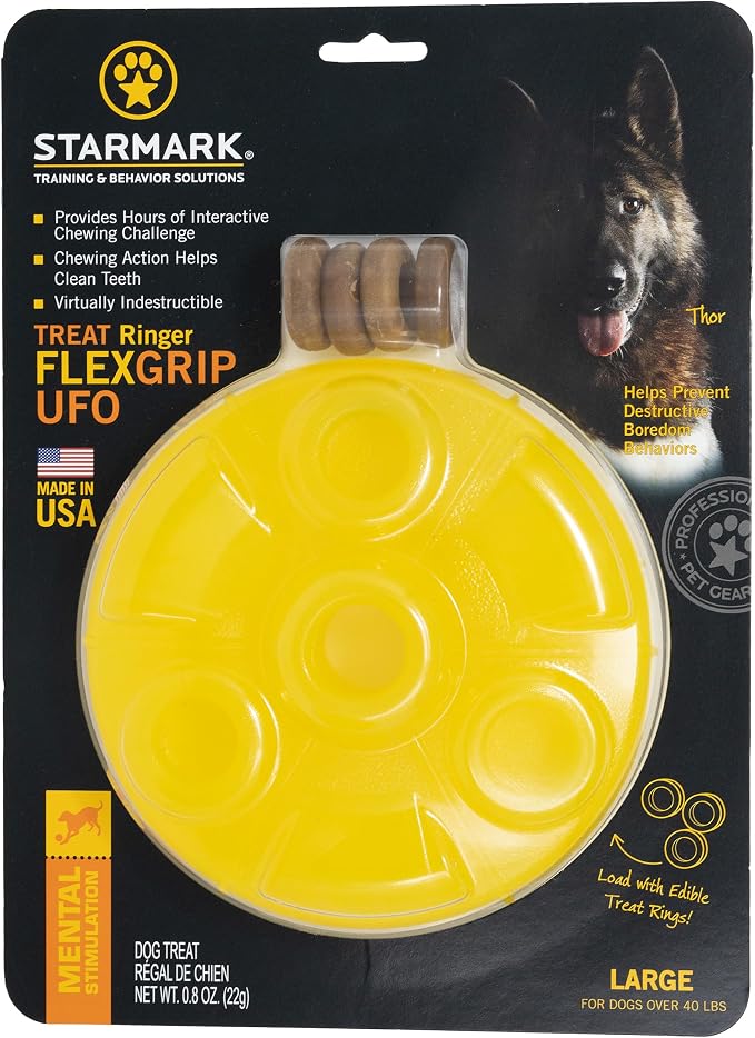 Starmark Treat Ring FlexGrip UFO Chew Toy For Large Dogs over 40 pounds