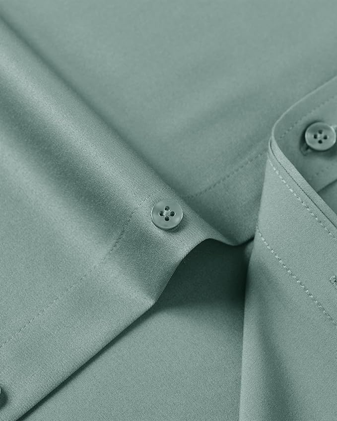 J.VER Men's Dress Shirts Solid Long Sleeve Stretch Wrinkle-Free Formal Shirt Business Casual Button Down Shirts
