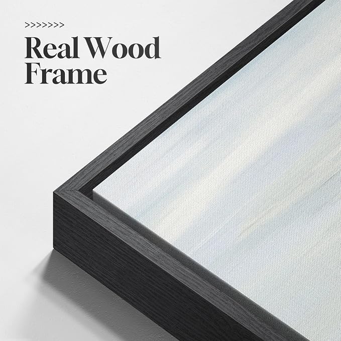 Framed Blue Abstract Wall Art for Living Room, Large Coastal Canvas Artwork for Walls Decor, Seascape Square Beach Ocean Minimalist Paintings Prints for Hallway Bedroom Office Wall Decor, 30x30 Inch