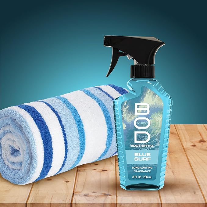 BOD man Fragrance Body Spray, Blue Surf, 8 fl oz (Pack of 2)