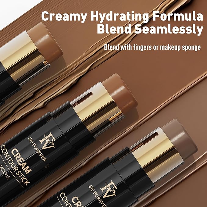 FV Cream Contour Stick, Highly Pigmented & Blendable Contour Bronzer Stick, Long Lasting & Waterproof, Light Amber