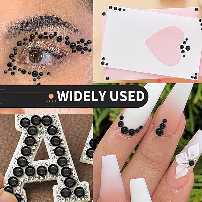 SARATA 3/4/5/6/8 MM Face Gems Temporary Tattoos Rhinestones Stickers Black Rhinestone Strips Jewel Stickers Gem Diamond Crystal Gem Stickers for Scrapbooking DIY Crafts Wedding Prom access 3555PCS