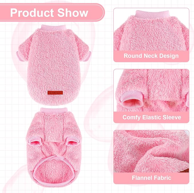 Dog Sweater Sweaters for Small Dogs Girl Purple Fleece Clothes Winter Soft Thickening Warm Puppy Boy Teacup Yorkie Chihuahua (S,Pink)