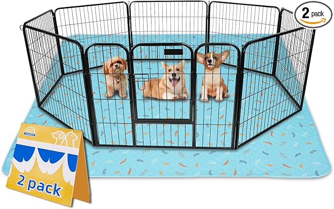 Sunheir Washable Pee Pads for Dogs Large 48" x 48" 2-Pack Reusable Puppy Pads Pet Training Pads, Absorb Dog Mats, Whelping Pad, Non-Slip Protects Against Urine Leakage (Leaves - Sky Blue, 48x48)