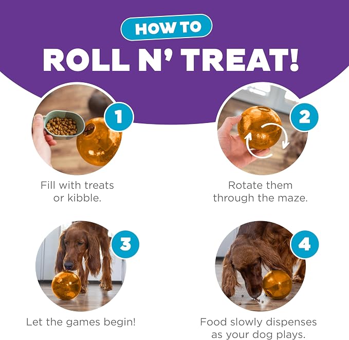 Outward Hound Orbee-Tuff Mazee Interactive Dog Puzzle Toy, Treat Dispensing Slow Feeder Ball, Orange, 4.7-Inch