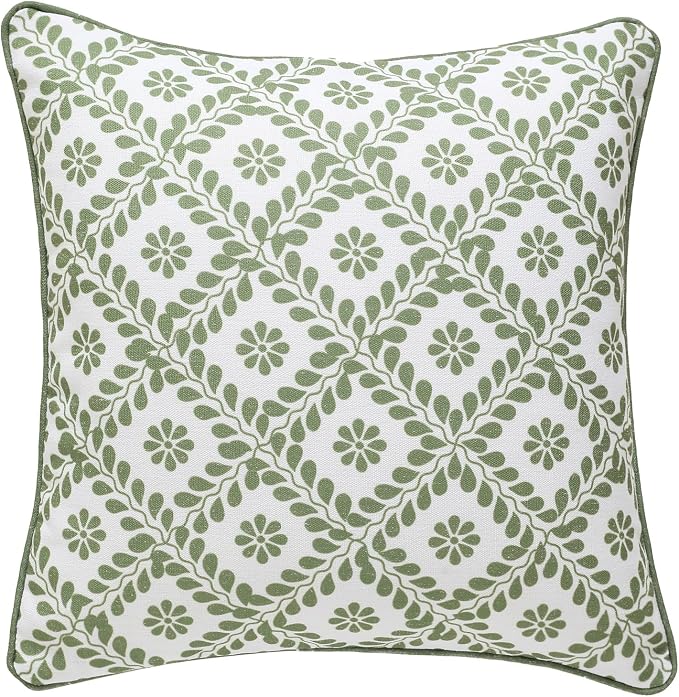 Designer Vintage Linen Throw Pillow Cover,18"x18"-Mosella C | French Elegant Square Decor Pillow Cover,Concealed Zipper Design,Floral Pattern,Sofa,Bedroom,Living Room,Lounge Chairs