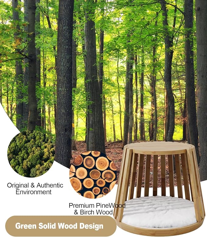 Cat Beds for Indoor Cats, Kitten Bedside Bed, Multifunctional Cat House, Can be Used as a Bedside Table, End Table or Side Table, Modern Wooden Cats Cave Bed for Medium to Large Pets