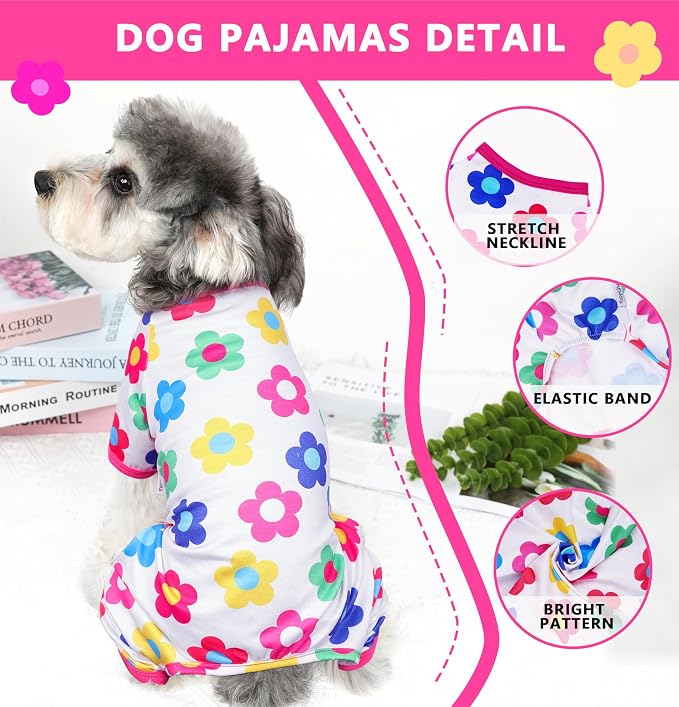 Dog Pajamas Spring Summer Dog Clothes for Small Medium Dogs Girl Boy Cute Soft Puppy Pjs Clothes Doggie Onesies Cat Pet Jammies Outfit (Rose,XL)