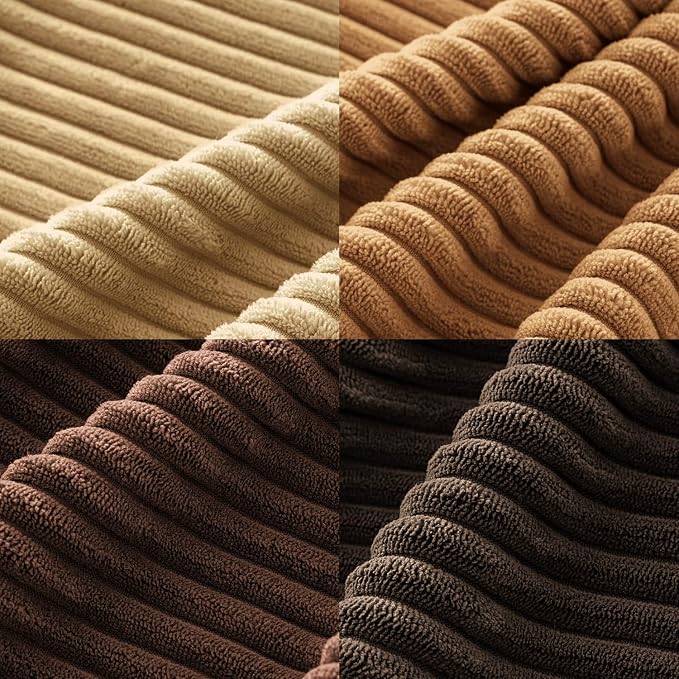 MIULEE Fall Corduroy Decorative Throw Pillow Covers Camel Brown 18x18 | Set of 4, Mordern Rustic Fall Decor, Wood-Tone Deep Browns, Boho Farmhouse Cushion Covers for Couch Bed Sofa Living Room