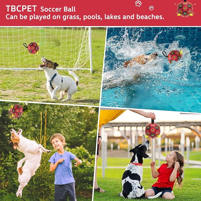 Interactive Dog Toy Balls with 4 Layers, World Cup Dog Soccer Ball with Straps, Durable Dog Balls with Skull Pattern, Waterproof Advanced Football Pets, Indoor & Outdoor Use(6 Inch)