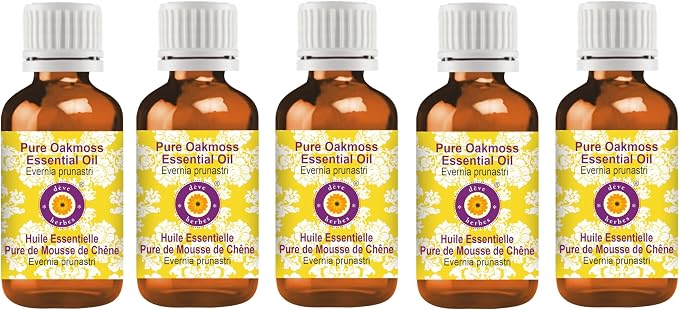 Deve Herbes Pure Oakmoss Essential Oil (Evernia prunastri) Steam Distilled (Pack of Five) 100ml X 5 (16.9 oz)