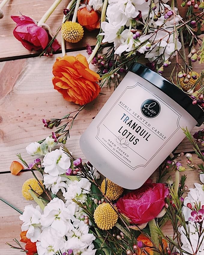 DW Home Tranquil Lotus Candle for Home, 9 oz, 8.8 oz Candle Jar, Up to 33H Burn Time, Luxury Scented Candle for Relaxation, Gifting, Home Decor