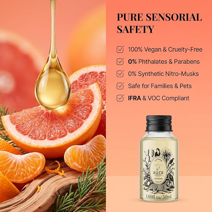 A U R A - Marseille Fragrance Oil for Waterless Scent Diffuser - Inspired by Loevve-Solo | (1.7 fl oz, 50 ml) Pure Essential Oil Blends for Aromatherapy Diffuser & Hotel Collection Oil Diffuser