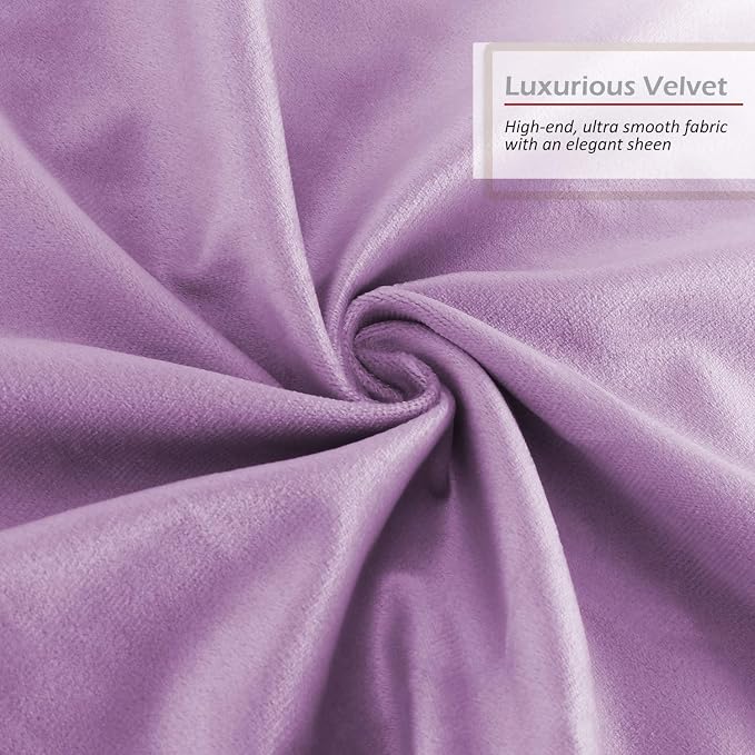 Nestl Throw Pillow Inserts Pack of 2 with Velvet Soft Solid Decorative Square Throw Pillow Covers Set for Sofa Couch Car Bedroom with 20X20 Throw Pillows Inserts with Cushion Covers, Lavender