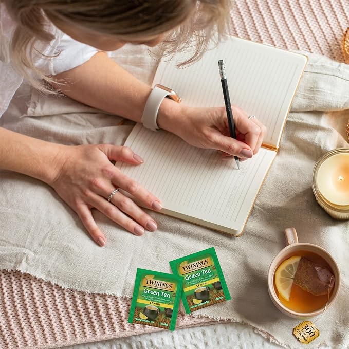 Twinings Green Tea with Lemon Individually Wrapped Bags, 20 Count (Pack of 6), Zesty Citrus Aroma & Flavour, Caffeinated, Enjoy Hot or Iced, 120 Teabags