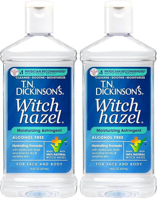 T.N. Dickinson's Witch Hazel Alcohol Free Moisturizing Astringent | 100% Natural Witch Hazel | Calms,Nourishes,Hydrates Skin-| for Face & Body-| 16 Fl Oz,(Pack of 2)