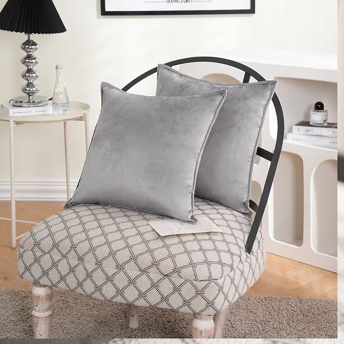 JIAHANNHA Velvet Grey Throw Pillow Covers 12”x20”Pack of 2 Soft Decorative | Square Cushion Covers for Couch Sofa Bed Livingroom Car Home Decor,30x50Cm