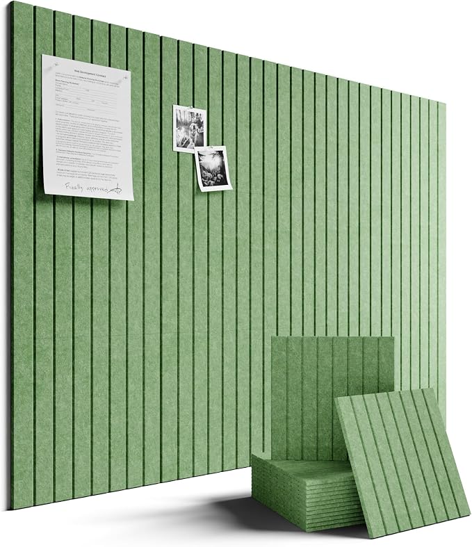 Fluxynara 48" x 36" Large Felt Bulletin Board, Moss Green | 12 Pack Cork Board Alternative with 60 Safe Adhesive Tabs, Pin Boards for Wall Decor, Home, Office, Classroom,Dorm