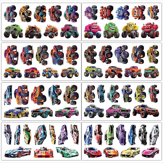 Temporary Tattoos Cars - set 74 Styles Tattoos (Monster Truck)