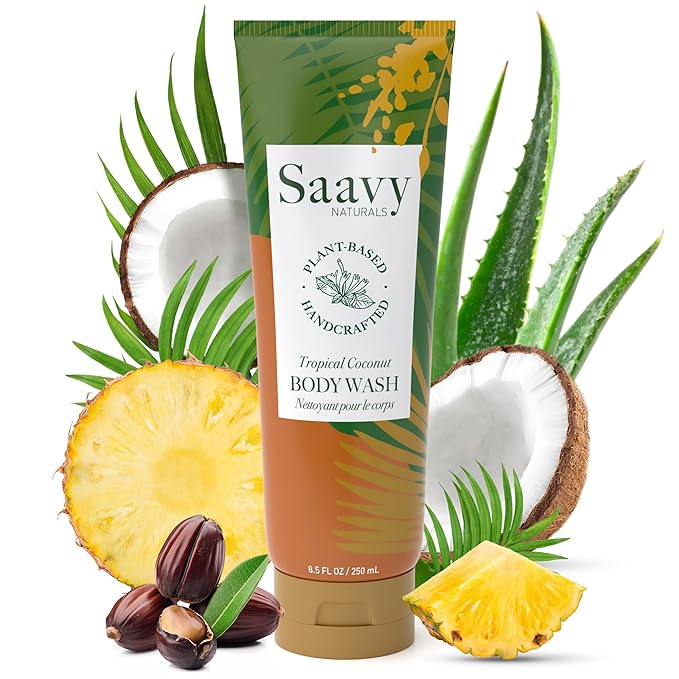 Saavy Naturals Deeply Hydrating Body Cream for Dry Skin – Nourishing Shea Butter, Plant-Based & Sustainably Sourced – Tropical Coconut – 8.5 fl oz