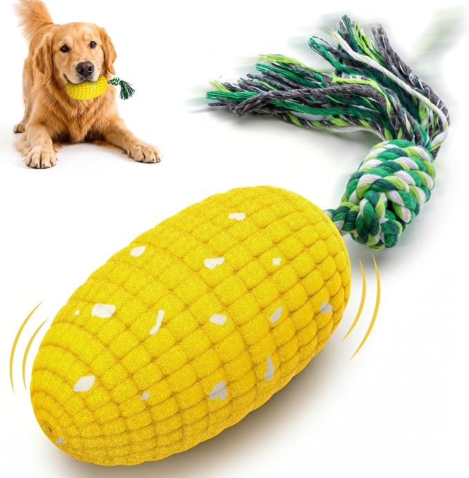 Interactive Dog Toys, Automatic Bouncing Dog Toy with Rope, Motion Activated Corn Dog Toy, Rechargeable Moving Dog Toy with 3 Play Modes, Keeps Dogs Busy, Boredom Relief ChewToy for Small Medium Dogs