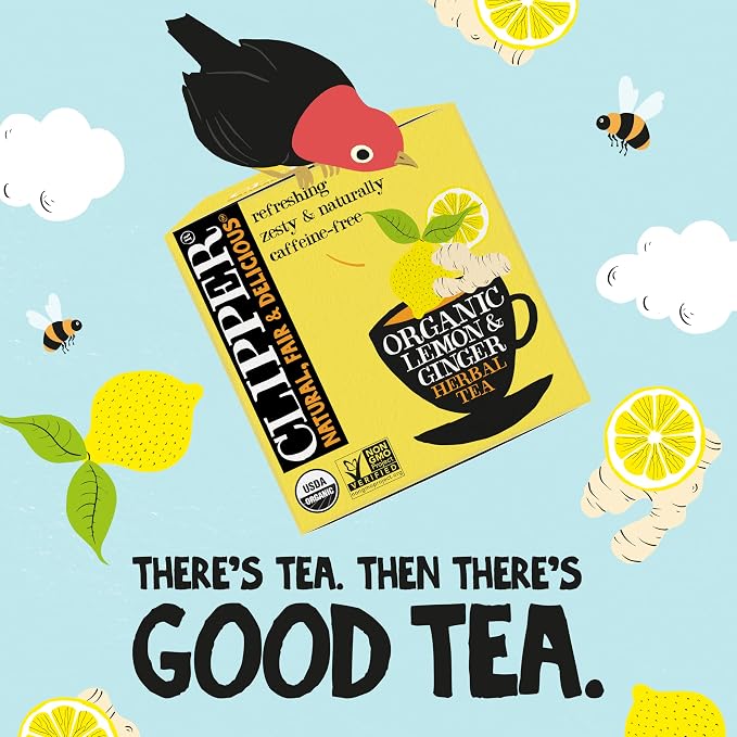 Clipper Organic Lemon & Ginger Herbal Tea, Caffeine Free, 200