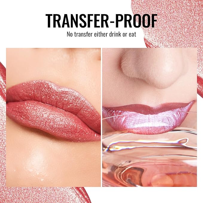 Oulac Pink Metallic Lipstick for Women, Long Lasting Lip Gloss Waterproof, Lips & Eye 2 IN 1 Lip Makeup, High Impact Lip Color, 3D Metallic Finish, No Transfer, Vegan MD08