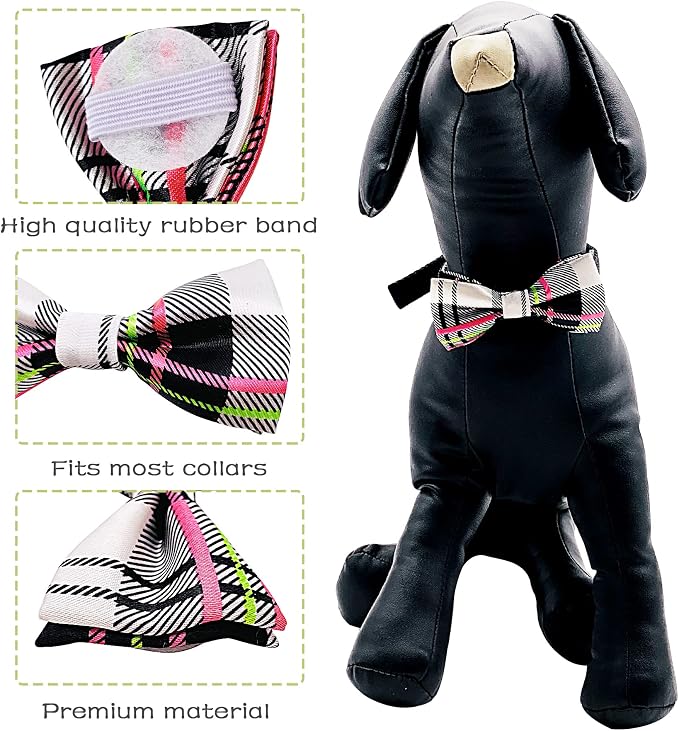 PET SHOW 10 Pack Dot Dog Bowties for Small Dogs Slide on Collar
